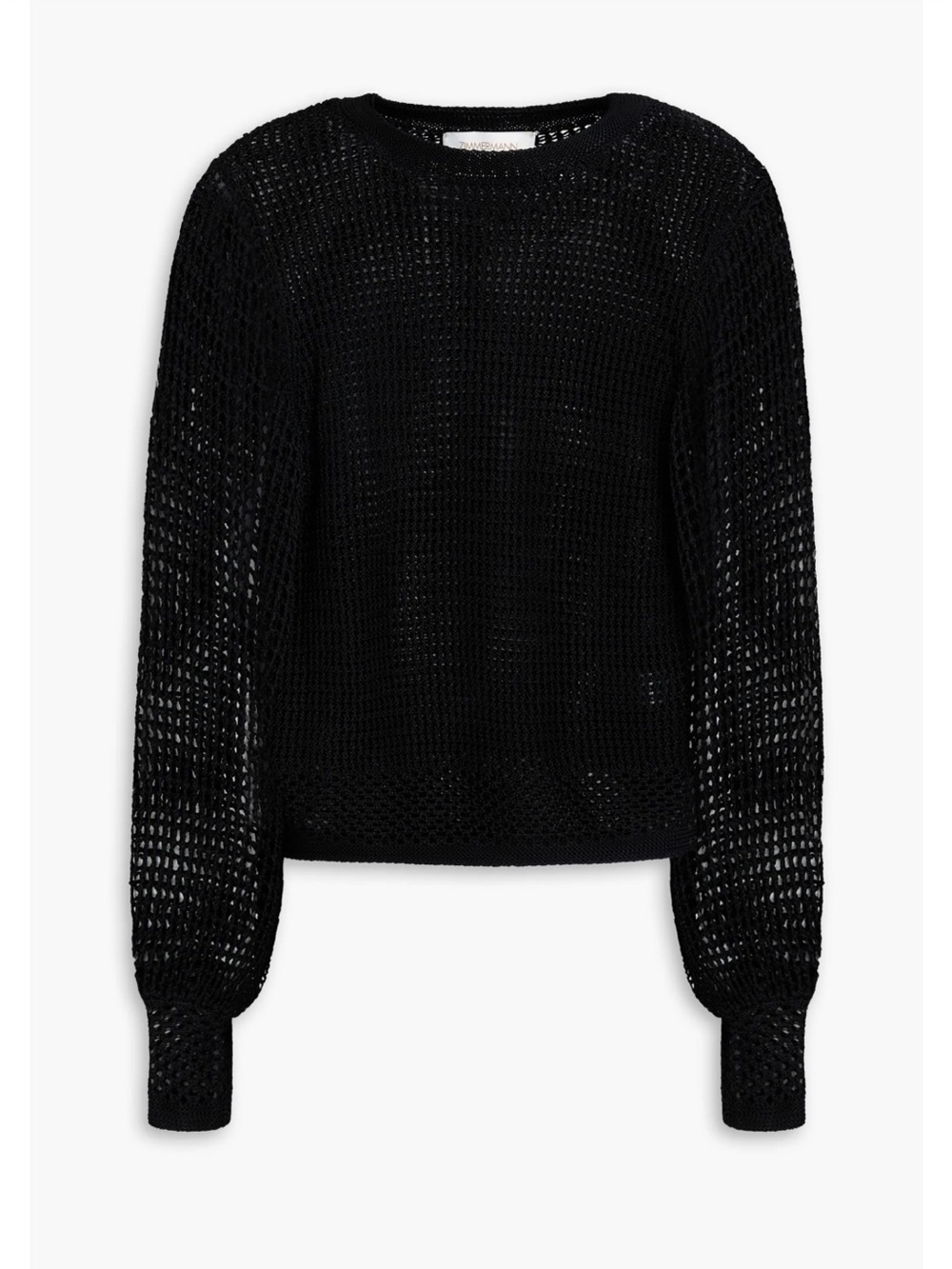 Zimmermann Black Open-Weave Crewneck Sweater